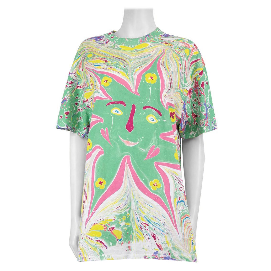 Myfawnwy x Stella McCartney Green Marble Print Oversize T-Shirt Size XS For Sale