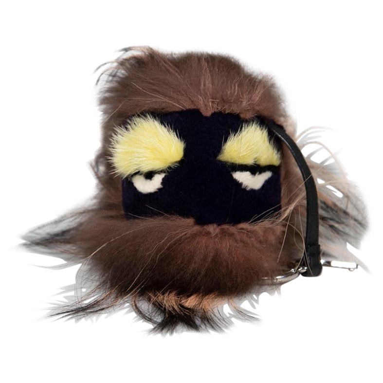 Fendi Brown Fur Bag Bug Charm For Sale