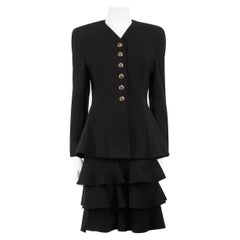 Used Escada Black Wool Jacket & Skirt Matching Set Size M