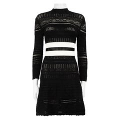 Alexander McQueen Black Knit Stripe Mini Dress Size XS