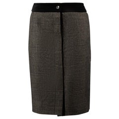 Used Max Mara Grey Wool Tartan Pencil Skirt Size XXS