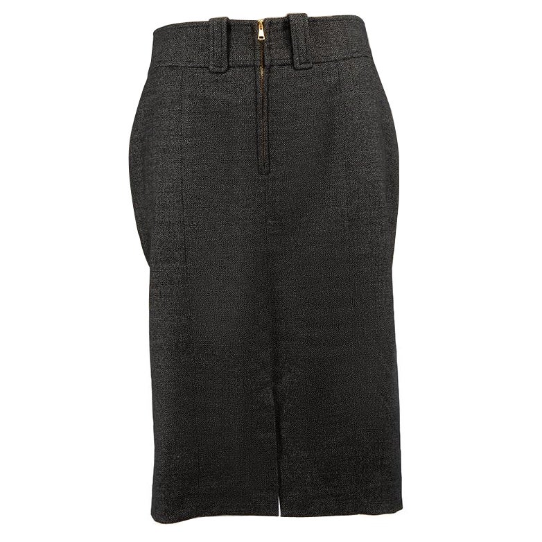 Tom Ford Grey Wool Fitted Skirt Size M For Sale