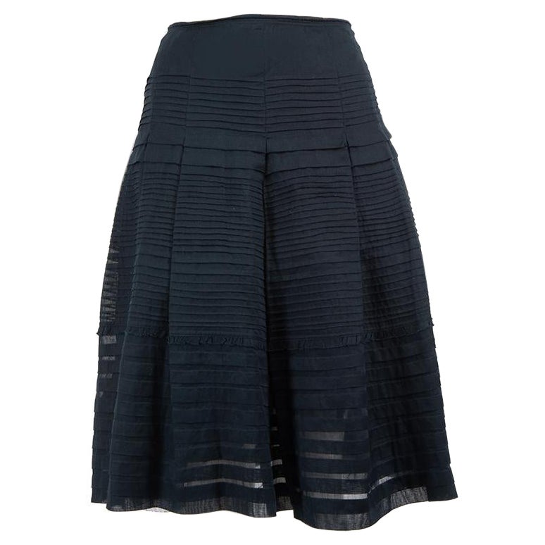 Prada Blue Pleated Detail Skirt Size S For Sale