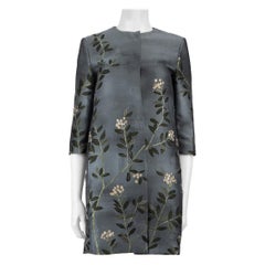 Max Mara 'S Max Mara Blue Floral Jacquard Coat Size XXS