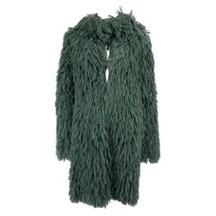 Bottega Veneta A/W 2018 Green Looped Wool Oversized Coat Size M
