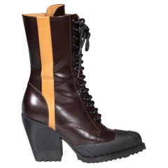 Chloé Brown Leder Rylee Lace Up Stiefel Größe IT 39