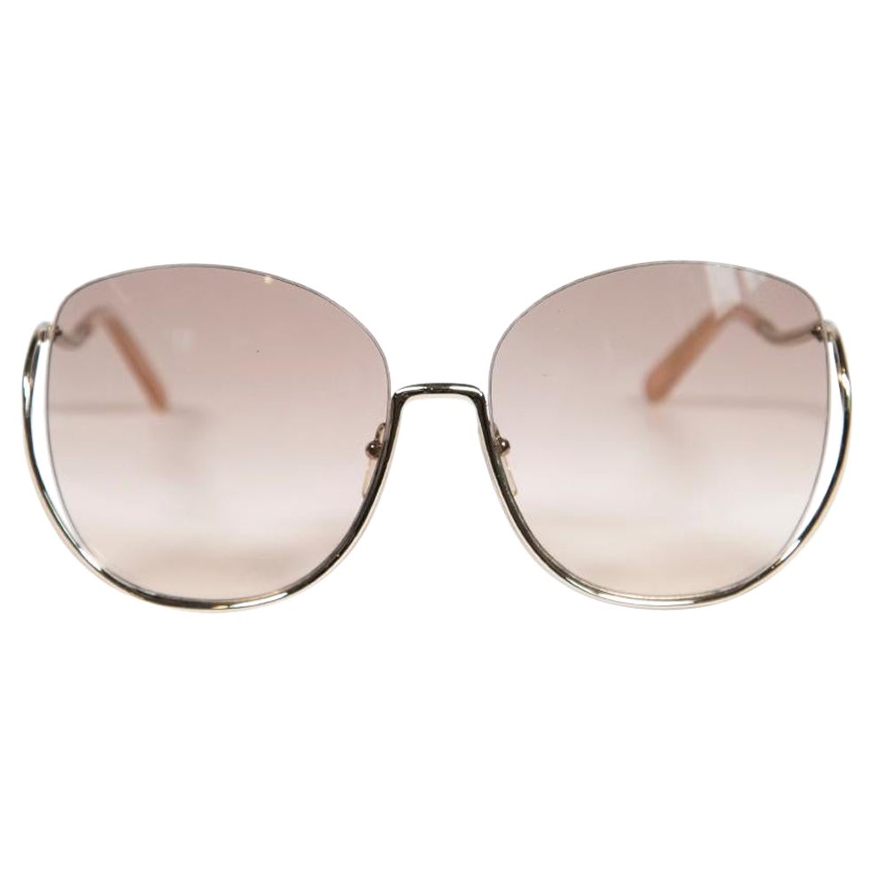 Chloé Silver Milla Oversized Round Sunglasses For Sale
