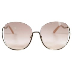 Used Chloé Silver Milla Oversized Round Sunglasses