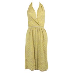 Used Missoni M Missoni Green Zigzag Halterneck Dress Size S