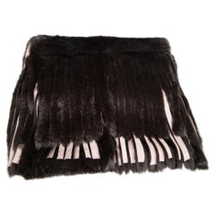 Used Unbranded Brown Fur Fringe Accent Scarf