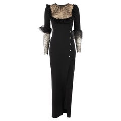 Alessandra Rich Black Lace Detail Maxi Dress Size S