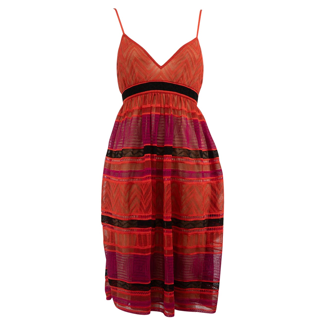 Missoni M Missoni Red Striped Knee Length Dress Size S For Sale