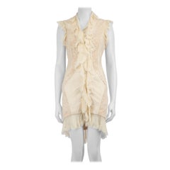 Temperley London - Mini robe crème bordée de dentelle à volants, taille XS