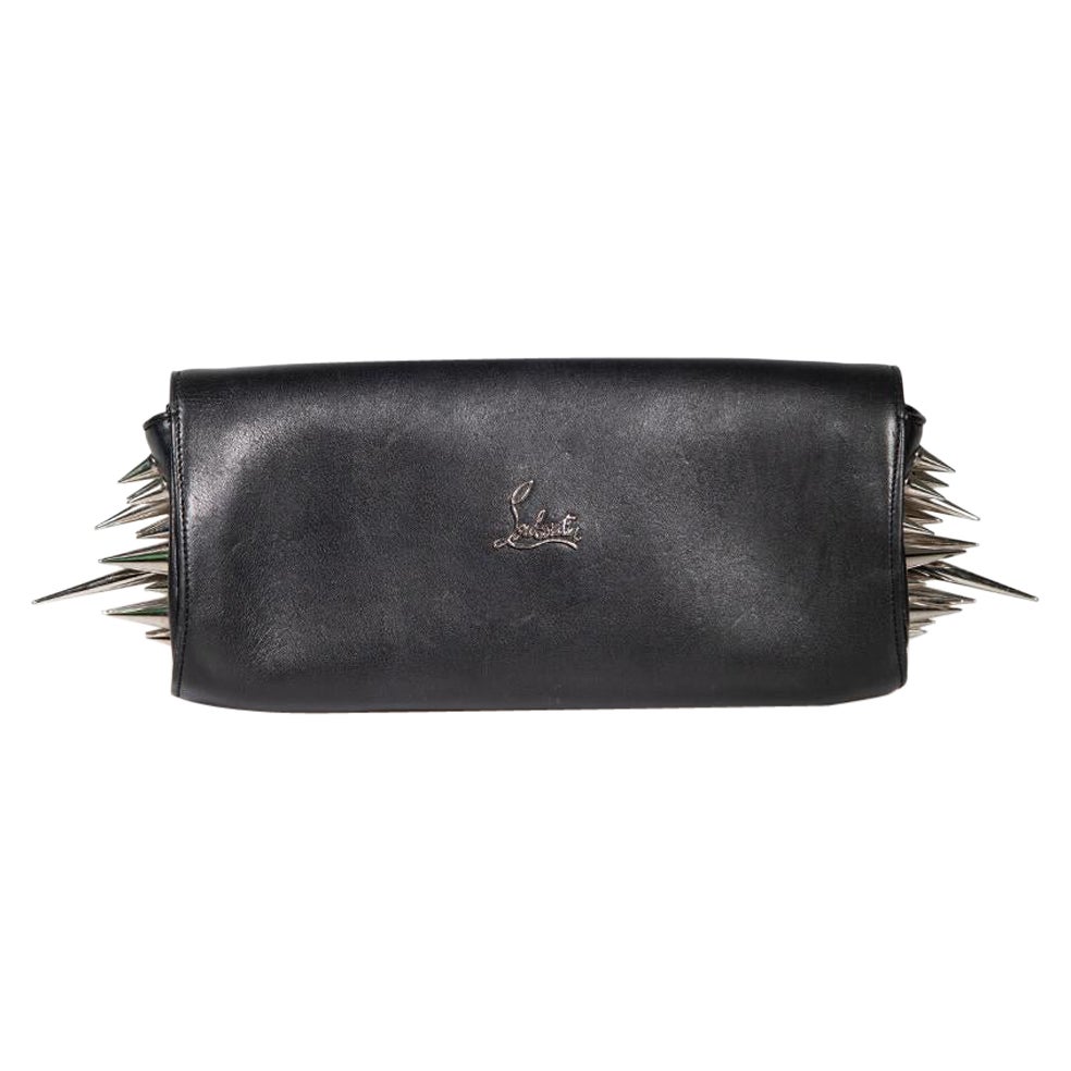 Christian Louboutin Black Leather Marquise Clutch For Sale