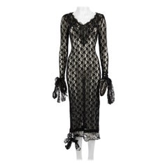Christopher Kane, robe midi noire en dentelle transparente, taille XS