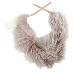 Brunello Cucinelli Grey Mongolian Goat Fur Tied Collar