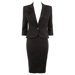 Used Roberto Cavalli Just Cavalli Black Houndstooth Skirt Suit Size S