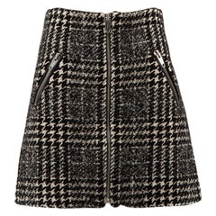 The Kooples Black Houndstooth Zipped Mini Skirt Size M
