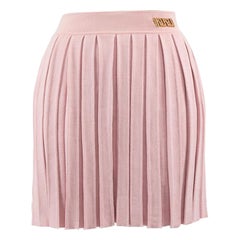 Used Versace Pink Silk Knit Pleated Mini Skirt Size XS