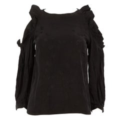 Maje Schwarze Paisley Jacquard-Bluse mit kalten Schultern Größe S