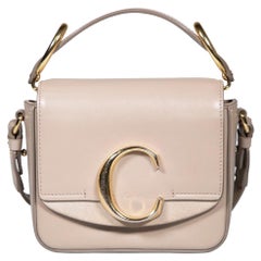 Used Chloé Taupe Calfskin Mini C Crossbody Bag