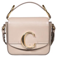 Vintage Chloé Taupe Calfskin Mini C Crossbody Bag