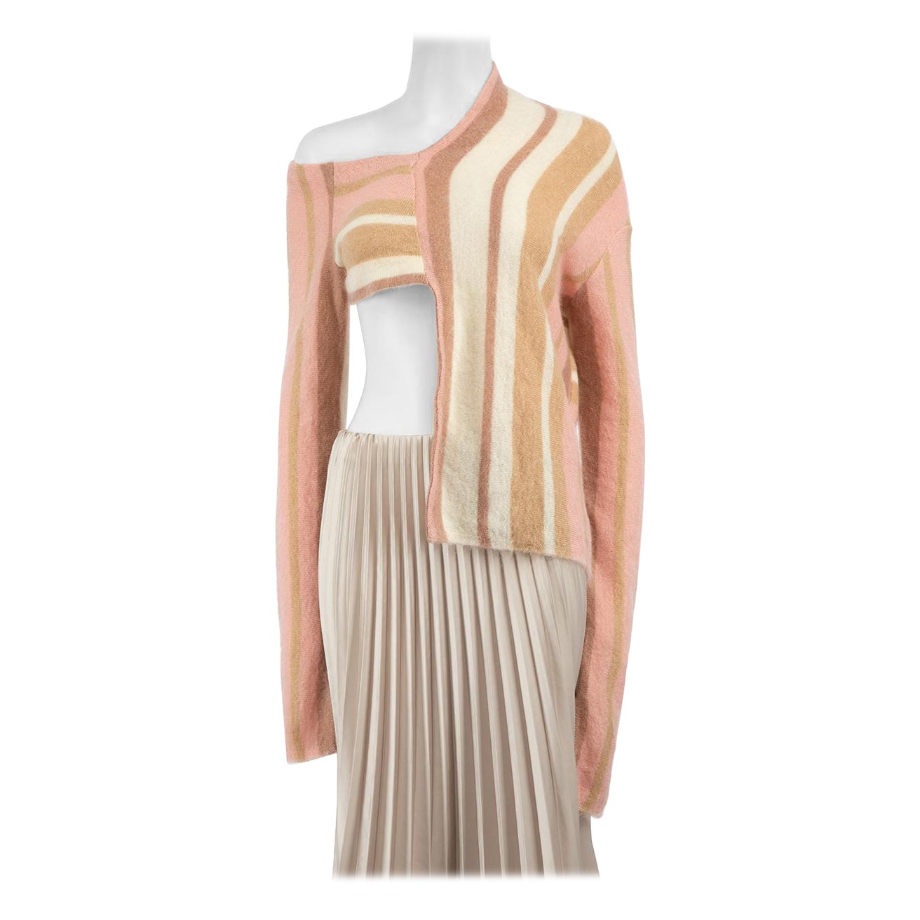 Peter Pilotto Pink Striped Asymmetric Knit Jumper Size S For Sale
