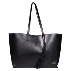 Saint Laurent Black Leather Perforated East West Shopper Tote