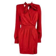 Saint Laurent - Mini robe rouge en jacquard de soie à motif cachemire - Taille S