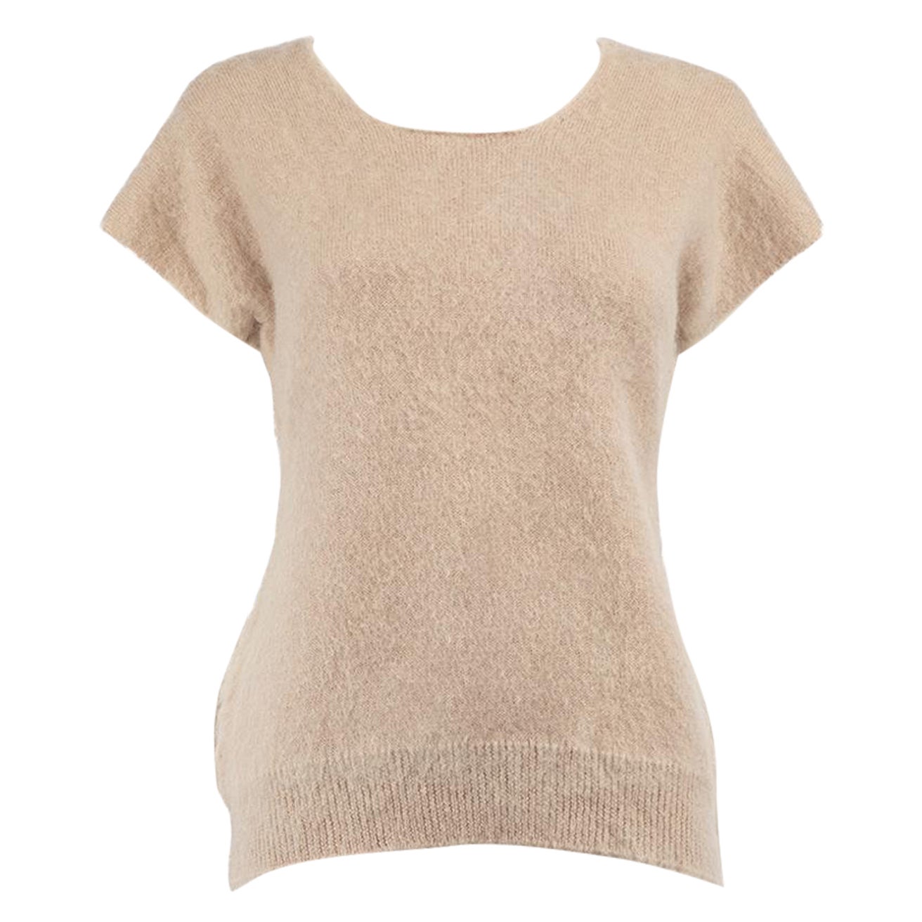 Burberry Beige Mohair Knitted Short Sleeve Jumper Size S For Sale