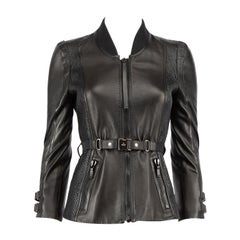 Used Gucci Black Leather Panelled Biker Jacket Size XS