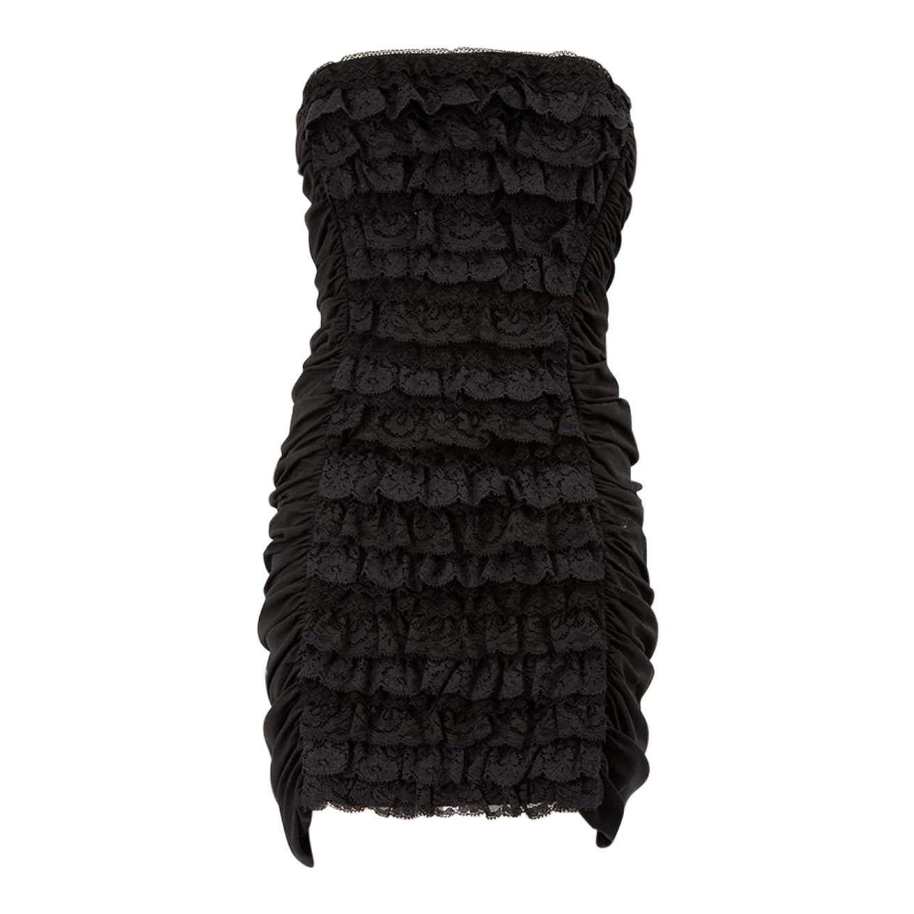 Dolce & Gabbana D&G 2010 Runway Black Lace Trim Corset Dress Size M For Sale