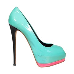 Giuseppe Zanotti Turquoise Patent Platform Heels Size IT 39.5