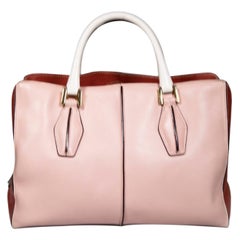 Used Tod's Pink Leather Two Tone Medium Handbag