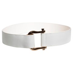 Used Gabriela Hearst White Leather Hook Buckle Belt