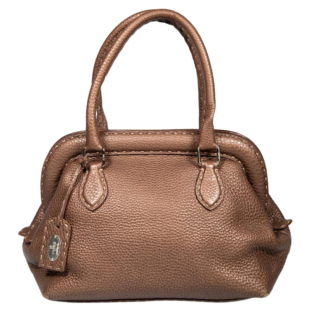 Fendi Vintage Brown Leather Handbag For Sale