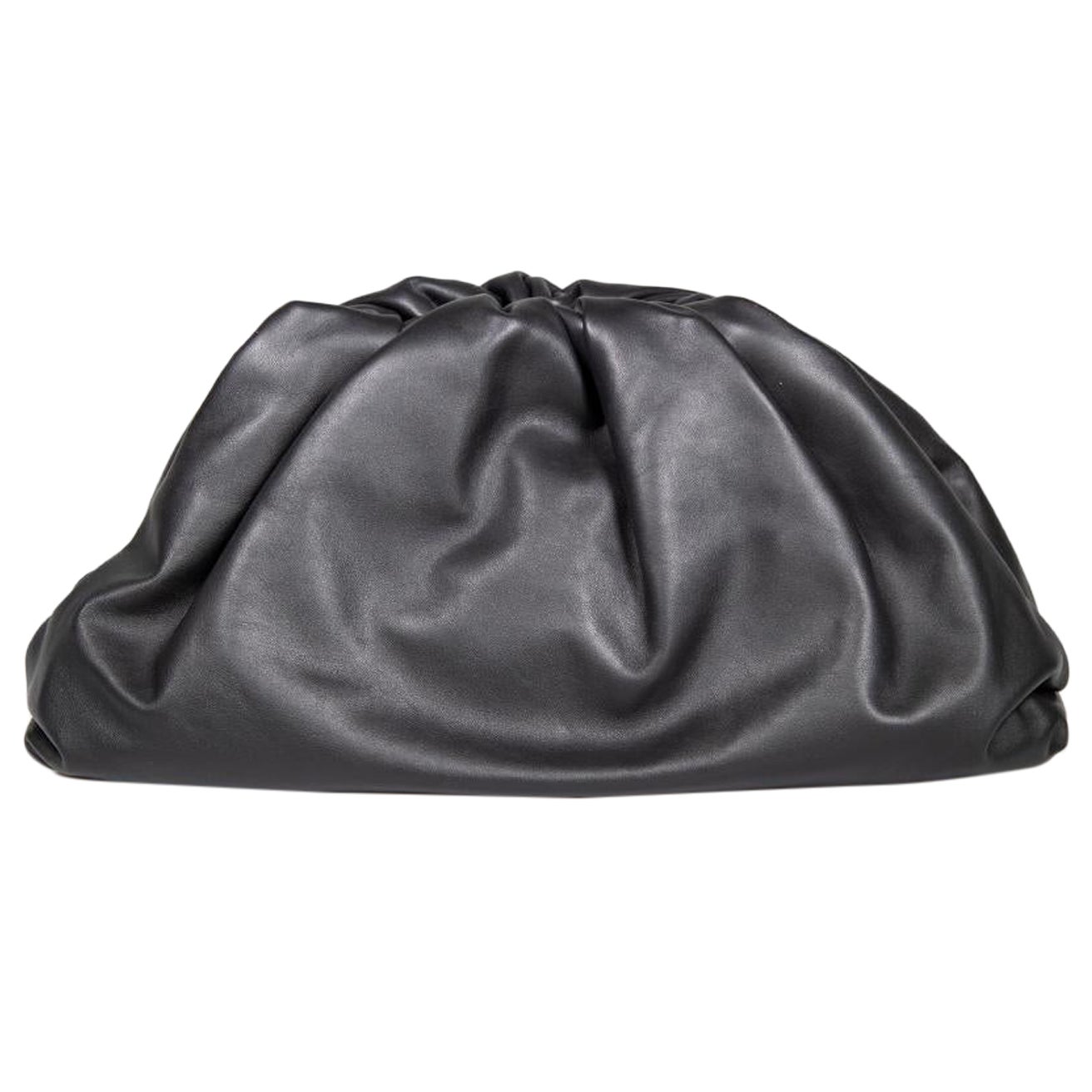 Bottega Veneta Black Leather Large Pouch Clutch For Sale