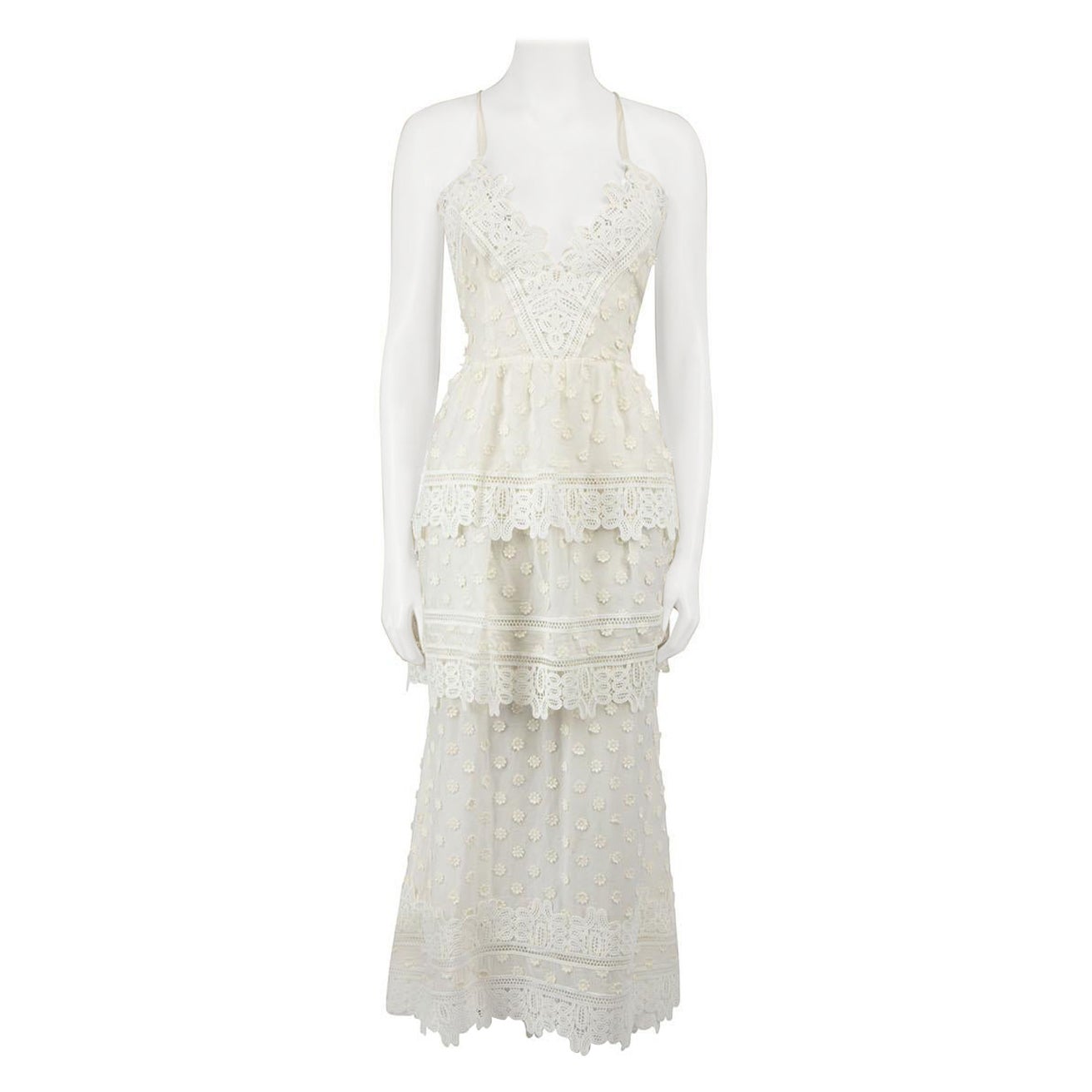Self-Portrait White Lace Ivy Midi Dress Size XS For Sale
