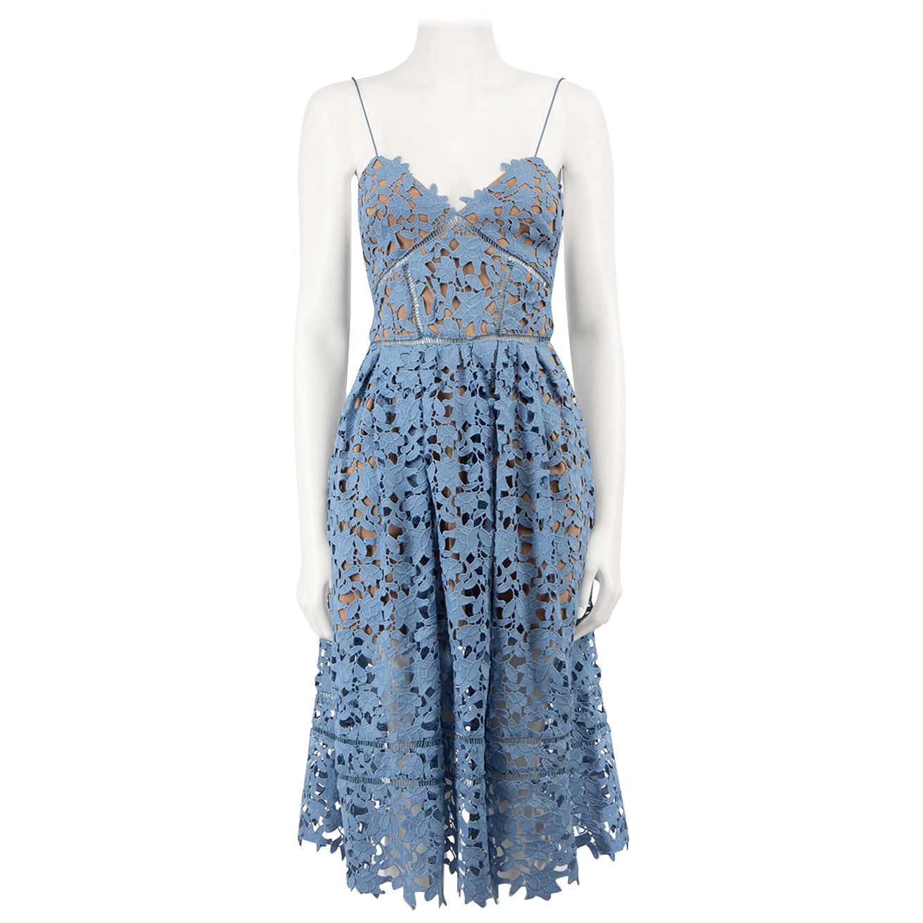 Self-Portrait Blue Lace Azaelea Midi Dress Size XS For Sale