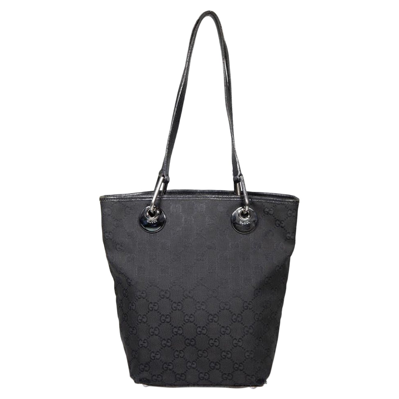 Gucci Black GG Monogram Small Eclipse Tote Bag For Sale