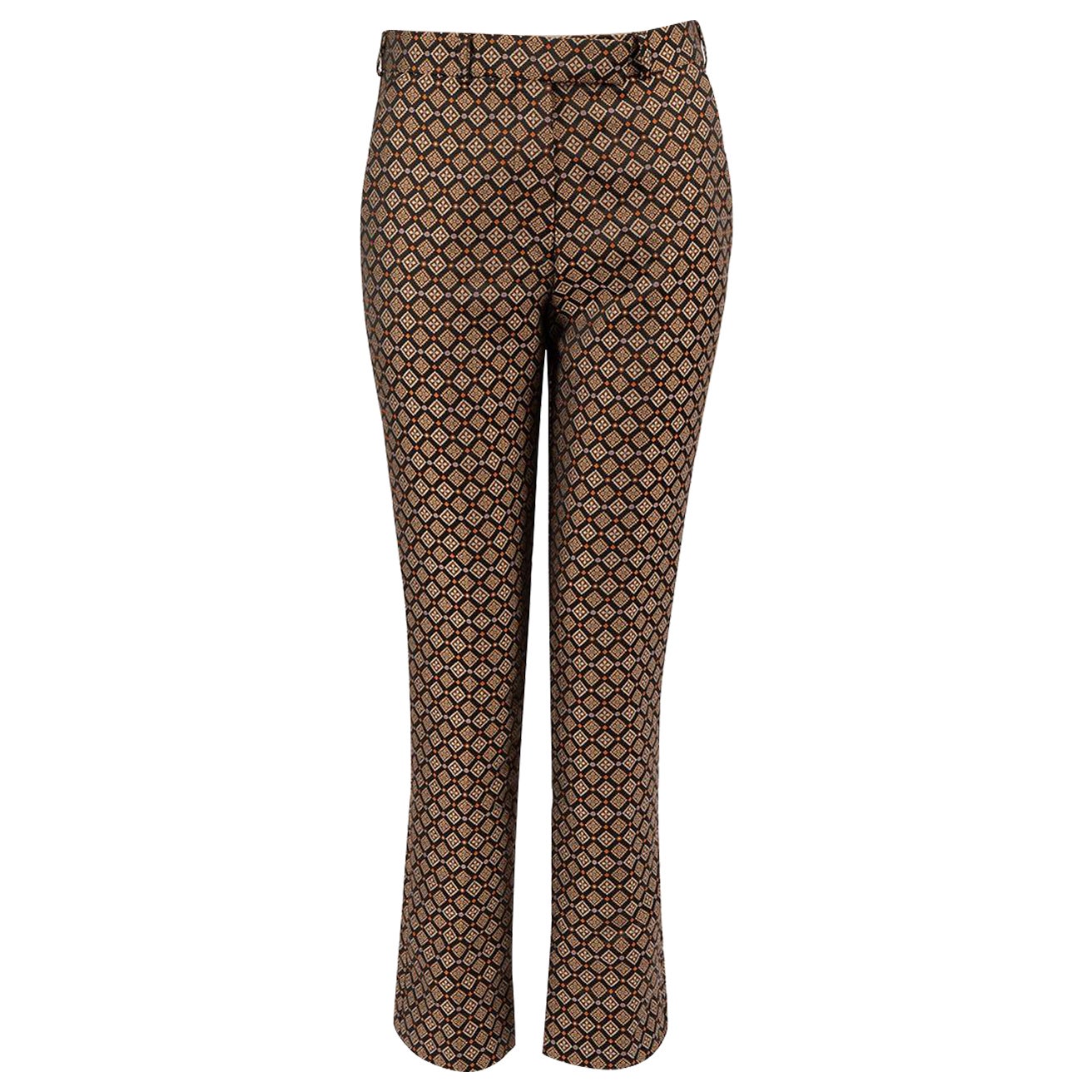 Etro Brown Patterned Straight Leg Trousers Size XXS For Sale