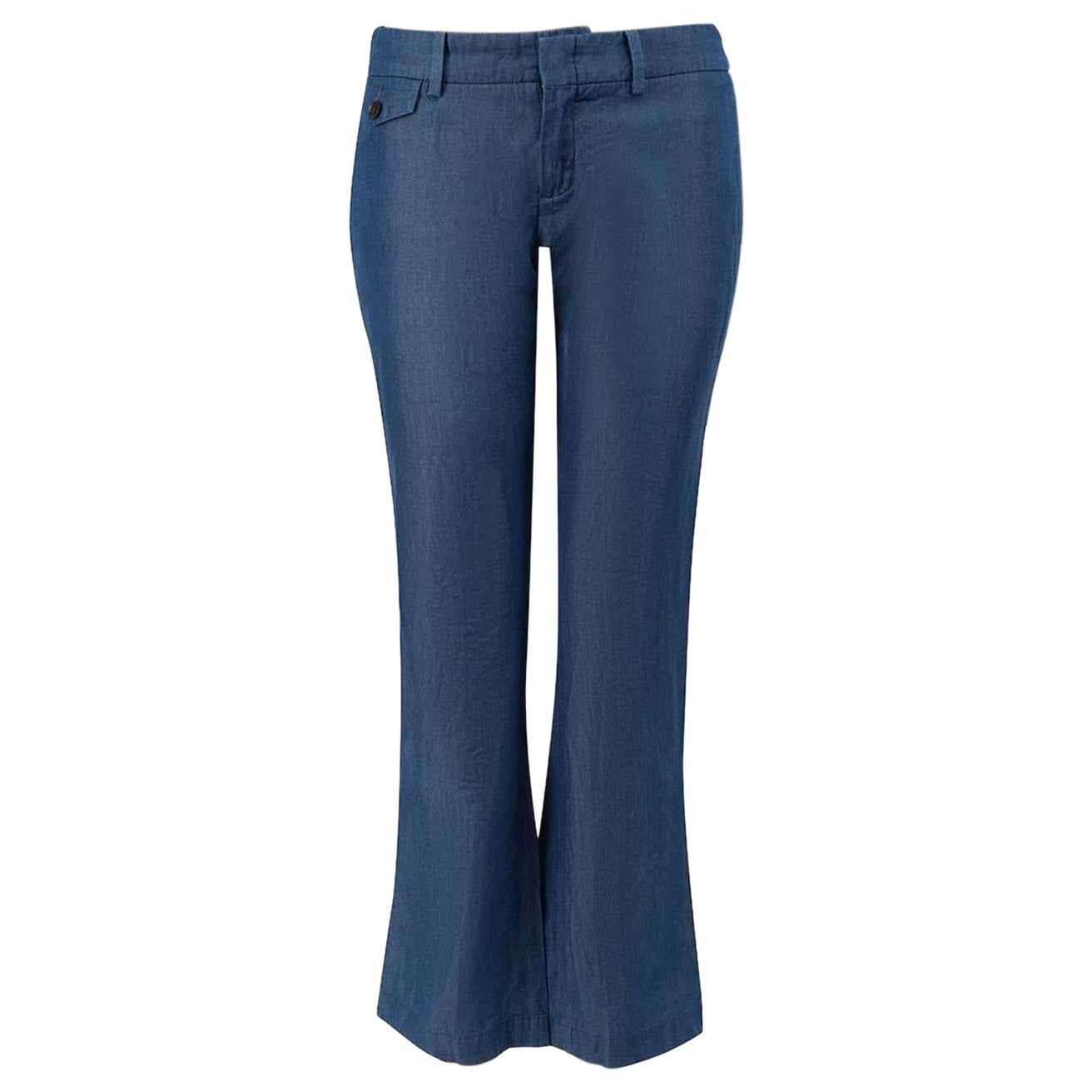 Gucci Blue Lightweight Denim Flared Trousers Size XS For Sale