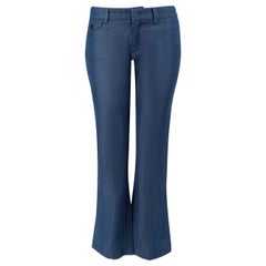 Used Gucci Blue Lightweight Denim Flared Trousers Size XS