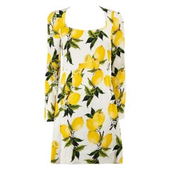 Dolce & Gabbana Lemon Print Long Sleeve Dress Size S