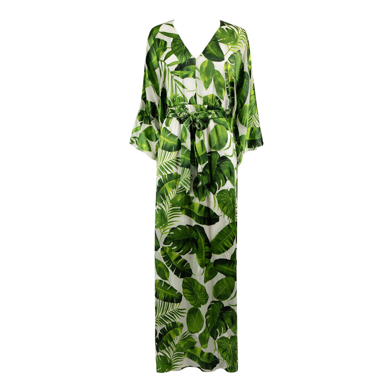 Alice + Olivia Green Tropical Print Maxi Dress Size S For Sale