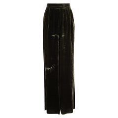 Sportmax Khaki Velvet Wide Leg Trousers Size M