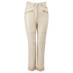 Iro Ecru Leather Aysel Slim Leg Trousers Size XXS