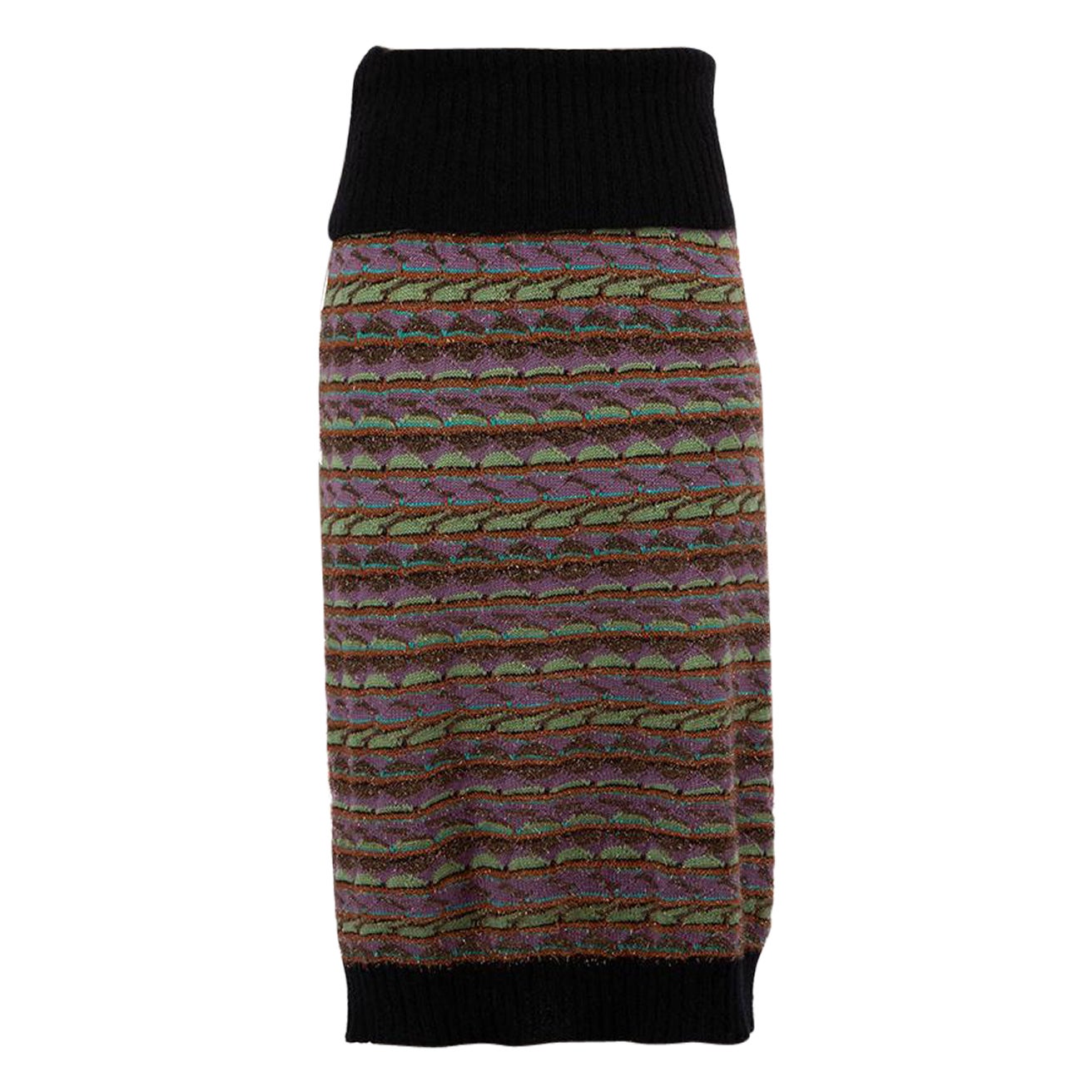 Missoni M Missoni Wool Patterned Knit Skirt Size M For Sale