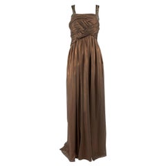 Matthew Williamson Brown Metallic Beaded Maxi Gown Taille L