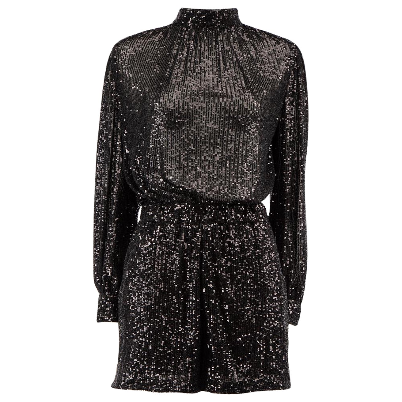 Maje Black Sequinned Backless Playsuit Size S For Sale